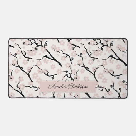 Cherry Blossom Bloemen Aangepaste naam Bureaumat (Voorkant)