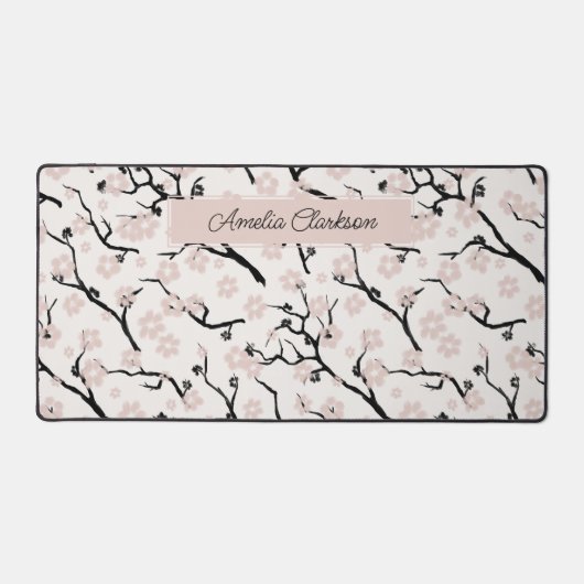 Cherry Blossom Bloemen Aangepaste naam Bureaumat (Voorkant)