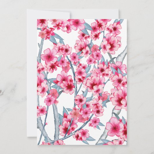 Cherry Blossom Bloemen Bruiloft Kaart (Achterkant)