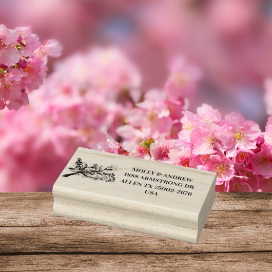 Cherry Blossom Bloemen Bruiloft Retouradres Rubberstempel