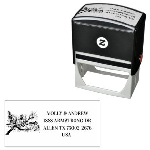 Cherry Blossom Bloemen Bruiloft Retouradres Zelfinktende Stempel