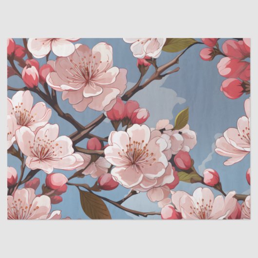 Cherry Blossom Bloemen Decoupage Weefselpapier Tissuepapier (Voorkant)