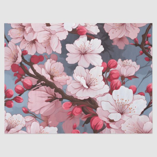 Cherry Blossom Bloemen Decoupage Weefselpapier Tissuepapier (Voorkant)