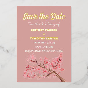 Cherry Blossom Bloemen Foto QR Code Bruiloft Folie Uitnodiging