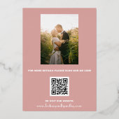 Cherry Blossom Bloemen Foto QR Code Bruiloft Folie Uitnodiging (Achterkant)