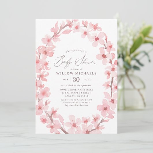 Cherry Blossom Bloemen Meisje Baby shower Kaart (Staand voorkant)