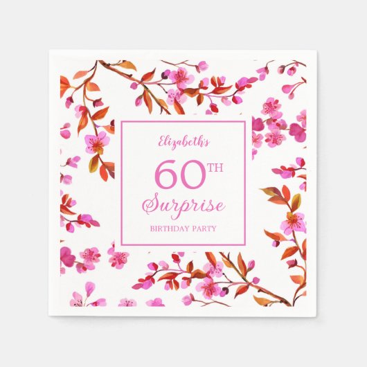 Cherry Blossom Bloemen Verrassing Roze Verjaardag Servet (Voorkant)