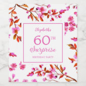 Cherry Blossom Bloemen Verrassing Roze Verjaardag Wijn Etiket (Enkel label)
