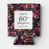 Cherry Blossom Bloemen Verrassing Zwart Verjaardag Blikjeskoeler (Voorkant)