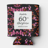 Cherry Blossom Bloemen Verrassing Zwart Verjaardag Blikjeskoeler (Achterkant)