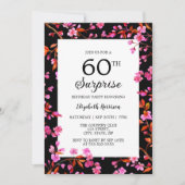 Cherry Blossom Bloemen Verrassing Zwart Verjaardag Kaart (Voorkant)