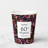 Cherry Blossom Bloemen Verrassing Zwart Verjaardag Papieren Bekers (Achterkant)