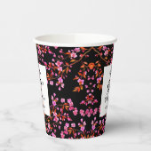 Cherry Blossom Bloemen Verrassing Zwart Verjaardag Papieren Bekers (Links)