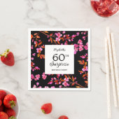 Cherry Blossom Bloemen Verrassing Zwart Verjaardag Servet (Insitu)