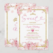 Cherry Blossom Bloemen Zoet 16e Meisje Verjaardag Kaart (Voorkant / Achterkant)