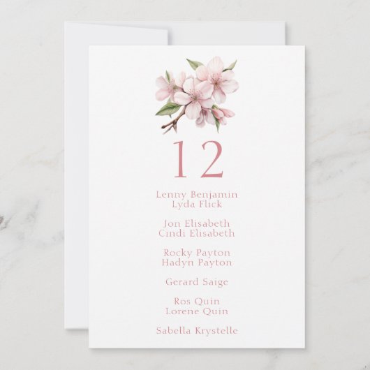  Cherry Blossom bloesem trouwtafel stoel Kaart (Achterkant)