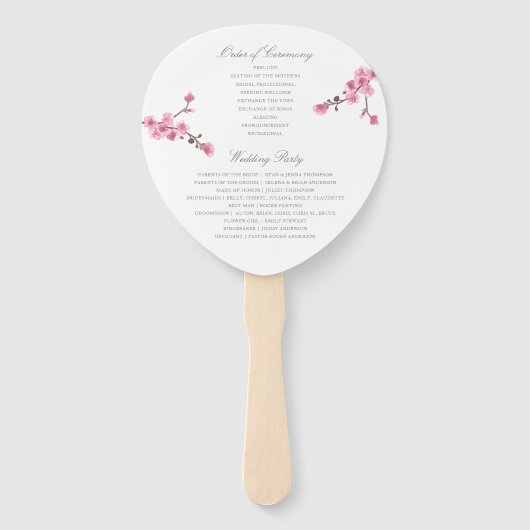 Cherry Blossom Bloom | roze | Trouwprogramma Handwaaier (Achterkant)