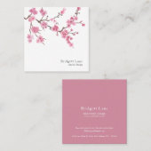 Cherry Blossom Bloom | Roze Vierkante Visitekaartje (Voorkant / Achterkant)