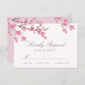 Cherry Blossom Bloom | Roze weddenschap RSVP (Voorkant / Achterkant)