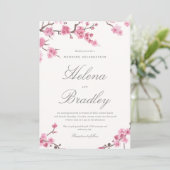 Cherry Blossom Bloom | Uitnodiging tot roze wedden (Staand voorkant)