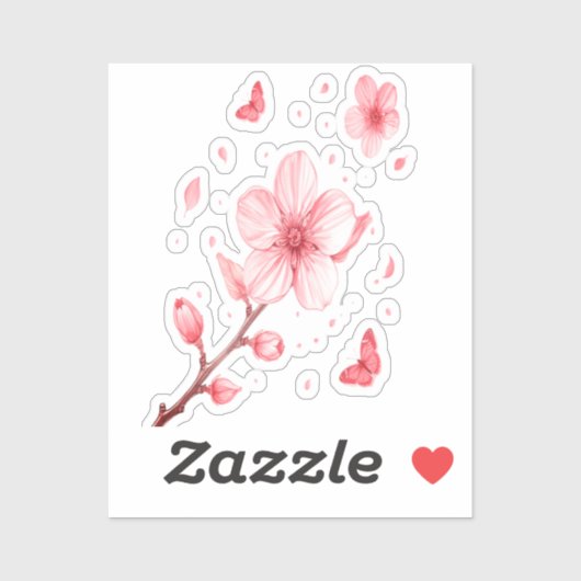 Cherry Blossom Bloom Vinyl Sticker – Soft Pink (Vel)
