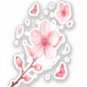Cherry Blossom Bloom Vinyl Sticker – Soft Pink (Voorkant)