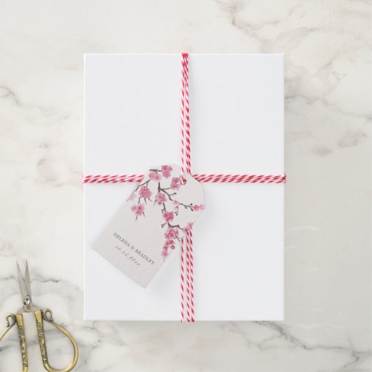 Cherry Blossom Bloom Wedding Bedankt Cadeaulabel (Met Touw)
