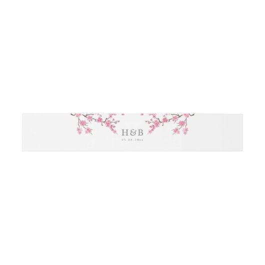 Cherry Blossom Bloom | Witte monogram Uitnodigingen Wikkel (Vlak)