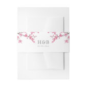 Cherry Blossom Bloom | Witte monogram Uitnodigingen Wikkel (Voorkant Voorbeeld)