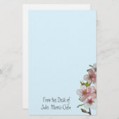 Cherry Blossom Blue Briefpapier (Voorkant / Achterkant)