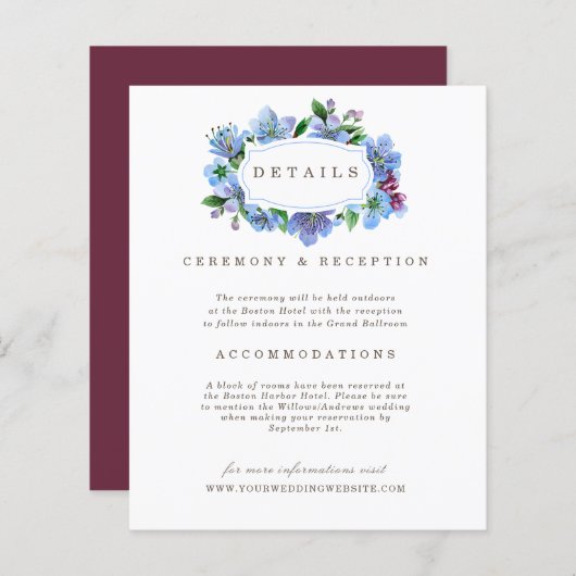 Cherry Blossom Blue Elegant budget Weddenschappen  (Voorkant / Achterkant)