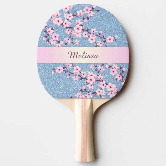  Cherry Blossom Blue Glitter Monogram Tafeltennisbatje (Achterkant)