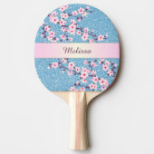 Cherry Blossom Blue Glitter Monogram Tafeltennisbatje (Voorkant)