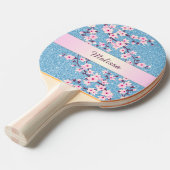  Cherry Blossom Blue Glitter Monogram Tafeltennisbatje (Voorkant Gekanteld)