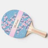  Cherry Blossom Blue Glitter Monogram Tafeltennisbatje (Zijkant)
