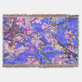 Cherry Blossom Blue Roze Floral Design Deken (Voorkant)