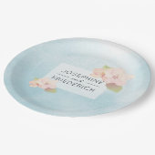 Cherry Blossom Blue Waterverf Trouwpapier Bord (Gekanteld)