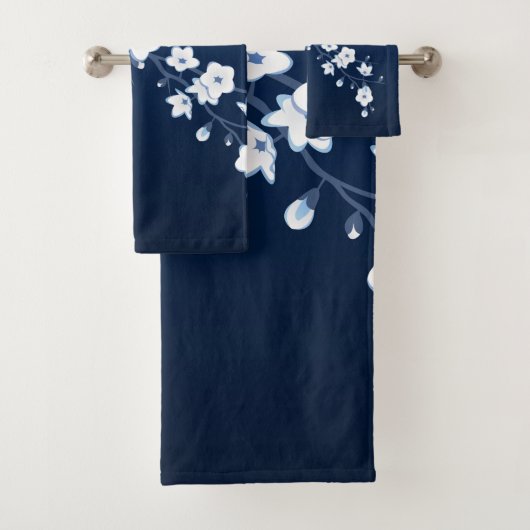 Cherry Blossom Blue White Bad Handdoek (Insitu)