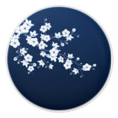 Cherry Blossom Blue White Keramische Knop (Voorkant)
