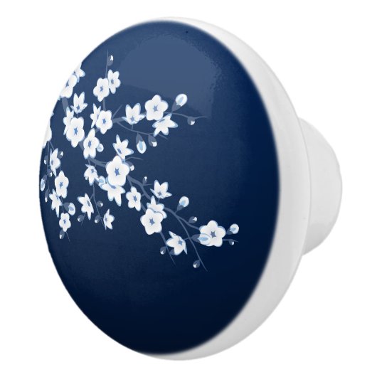 Cherry Blossom Blue White Keramische Knop (Rechts)