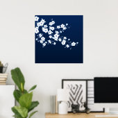 Cherry Blossom Blue White Poster (Thuiskantoor)