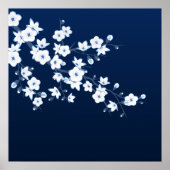 Cherry Blossom Blue White Poster (Voorkant)