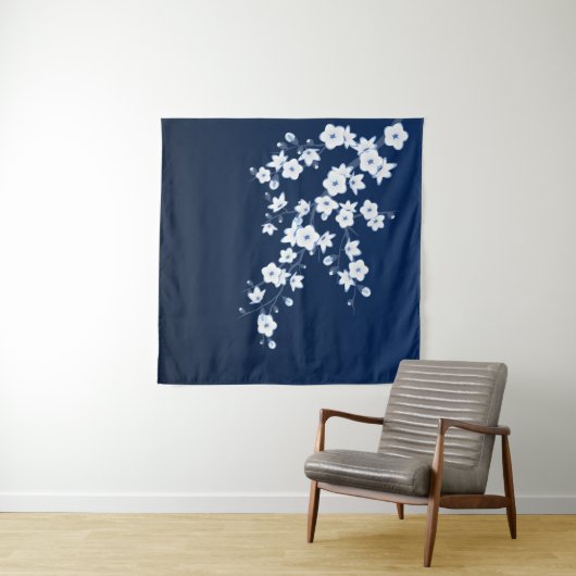 Cherry Blossom Blue White Wandkleed (In Situ (horizontaal))