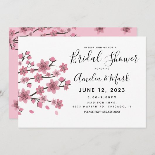 Cherry Blossom Blush Botanical Vrijgezellenfeest Kaart (Voorkant / Achterkant)