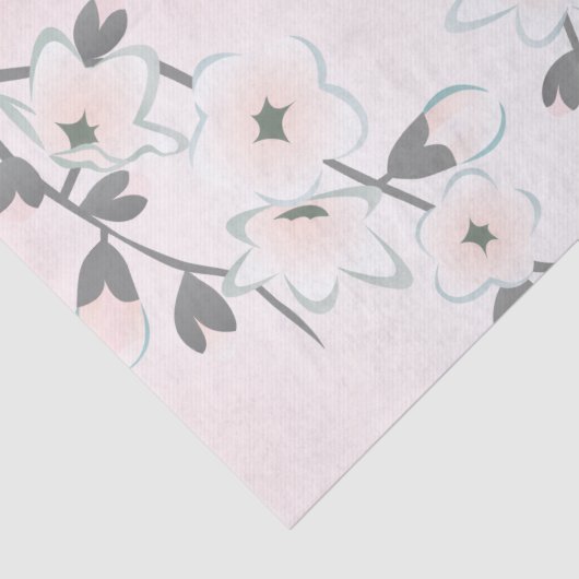 Cherry Blossom Blush Mint Chic Tissuepapier (Detail)