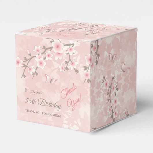 Cherry Blossom Blush Pink Birthday  Favor Box Bedankdoosjes (Voorkant Zijde)