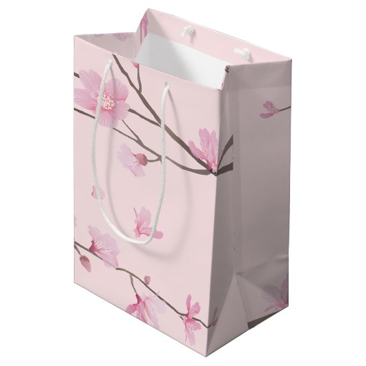 Cherry Blossom - Blush Pink Medium Gift Bag Medium Cadeauzakje (Voorkant Gekanteld)