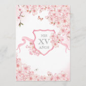 Cherry Blossom Blush Pink Quinceañera Uitnodiging (Achterkant)