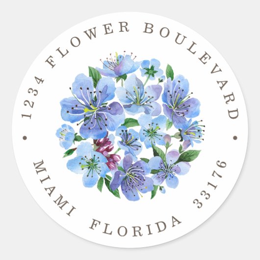 Cherry Blossom Boeket Botanische retouradres Cl Ronde Sticker (Voorkant)