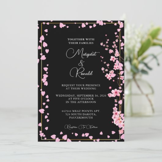 Cherry Blossom boeket waterverf Kaart (Staand voorkant)